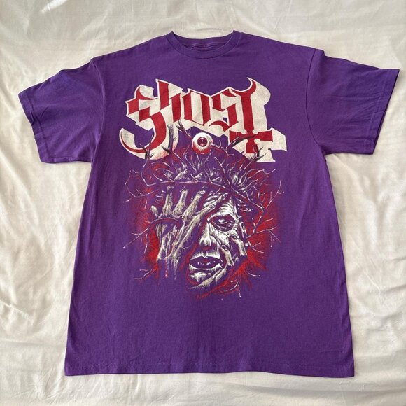 Ghost band tee purple with red accents and very cool front graphic! Size L. - Picture 3 of 7